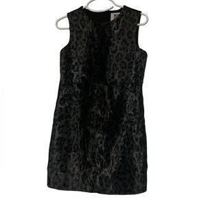 Milly Minis faux fur Black and Gray leopard Animal Print shift Dress Sz 6